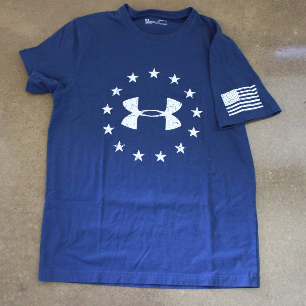 Under Armour Navy Freedom Logo Short Sleeve Shirt | Small